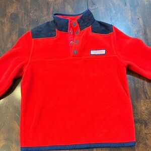 Vineyard Vines Kids Red and Navy Fleece Pullover